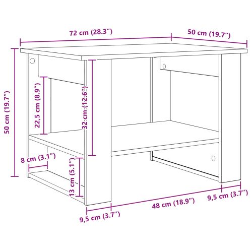 Масичка за кафе Циментено сиво 72 x 50 x 50 см Инженерно дърво