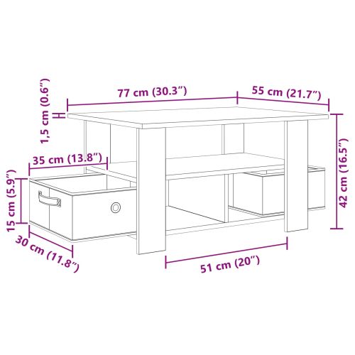 Масичка за кафе Сонома дъб 77 x 55 x 42 см Инженерно дърво
