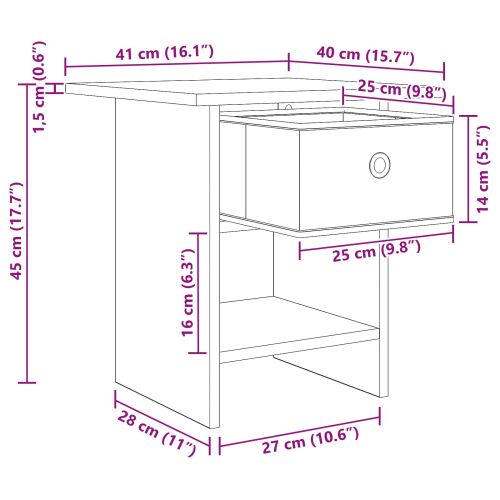 Нощно шкафче Димян дъб 41 x 40 x 45 см Инженерно дърво