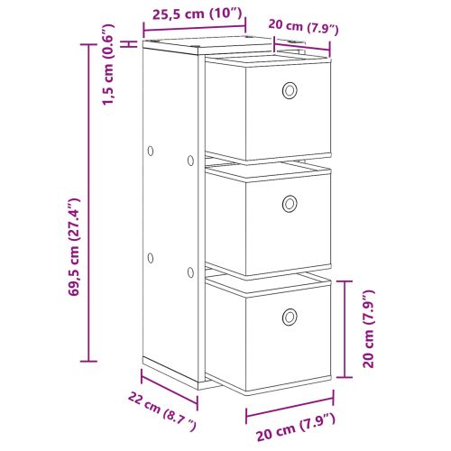 Служебен шкаф с чекмедже Циментено сиво 25,5 x 22 x 69,5 см