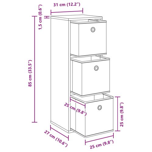 Служебен шкаф с чекмедже Циментено сиво 30,5 x 27 x 84,5 см