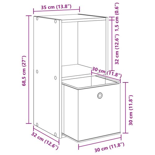 Нощно шкафче с чекмедже Бяло 35 x 32 x 68,5 см Инженерно дърво