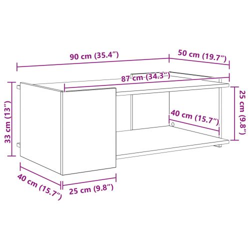Масичка за кафе Опушен дъб 90 x 50 x 33 см Инженерна дървесина