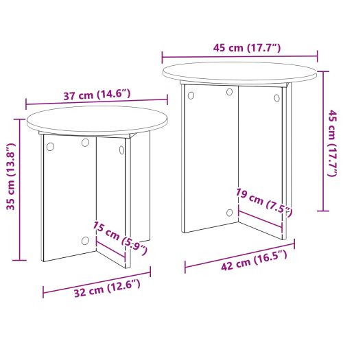Комплект помощни маси 2 pcs Пушена Дъб