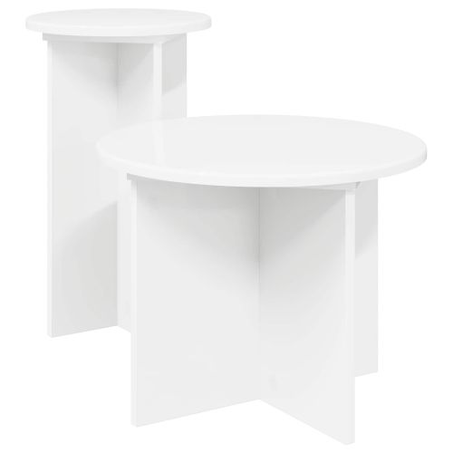 Комплект помощни маси 2 pcs Бяло Инженерна дървесина