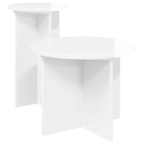 Комплект помощни маси 2 pcs Бял гланц Инженерна дървесина