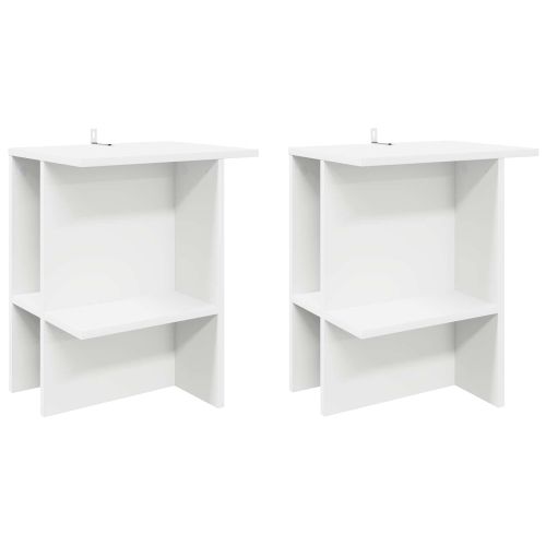 Масичка за кафе 2 pcs Бяло 40 x 30 x 49 см Инженерна дървесина