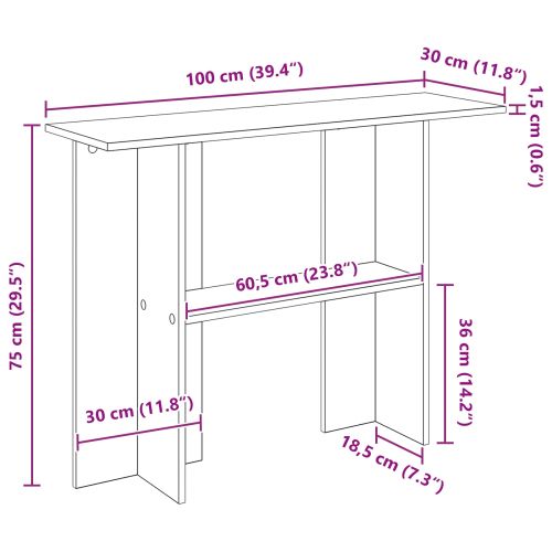 Конзолна маса Дъб артизан 100 x 30 x 75 см Инженерна дървесина