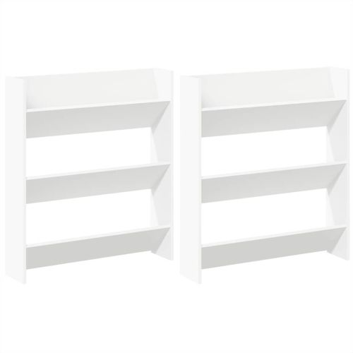 Стенни шкафове за обувки, 2 бр, бели, 80x18x90 см, ПДЧ