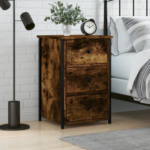 Нощно шкафче опушен дъб 40x36x60 см инженерно дърво