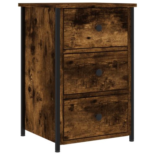 Нощно шкафче опушен дъб 40x36x60 см инженерно дърво