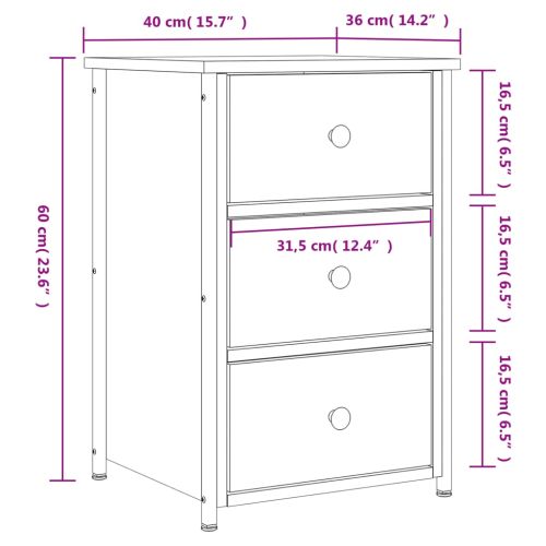 Нощно шкафче опушен дъб 40x36x60 см инженерно дърво