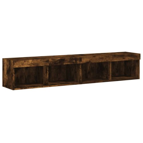 ТВ шкафове с LED осветление, 2 бр, опушен дъб, 80x30x30 см