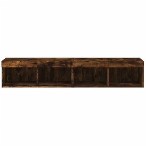 ТВ шкафове с LED осветление, 2 бр, опушен дъб, 80x30x30 см