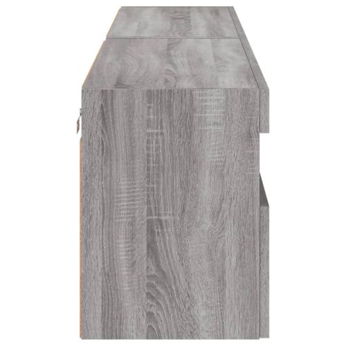 Стенни ТВ шкафове с LED лампи, 2 бр, сив сонома, 80x30x40 см