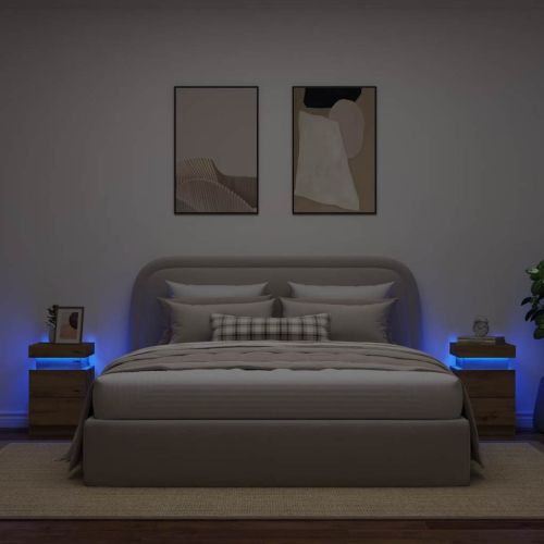 Нощни шкафчета с LED 2 бр, 35x39x55 см, инженерно дърво