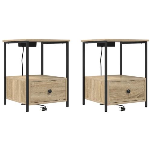 Нощен шкаф 2 pcs Сонома дъб 42 x 41 x 56 см Инженерно дърво
