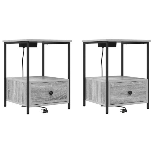 Нощен шкаф 2 pcs Сив Сонома 42 x 41 x 56 см Инженерно дърво