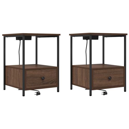 Нощен шкаф 2 pcs Кафяв дъб 42 x 41 x 56 см Инженерно дърво