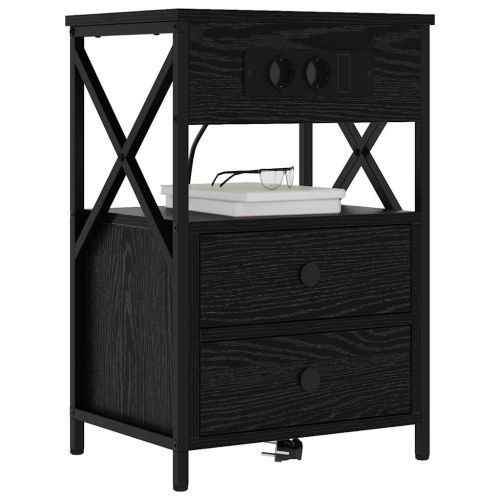 Нощен шкаф 2 pcs Черния дъб 40 x 31 x 60 см Инженерно дърво