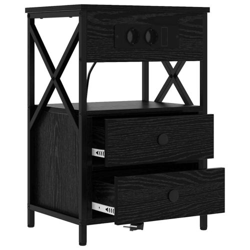 Нощен шкаф 2 pcs Черния дъб 40 x 31 x 60 см Инженерно дърво