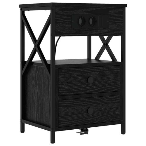 Нощен шкаф 2 pcs Черния дъб 40 x 31 x 60 см Инженерно дърво