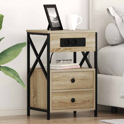 Нощен шкаф 2 pcs Сонома дъб 40 x 31 x 60 см Инженерно дърво