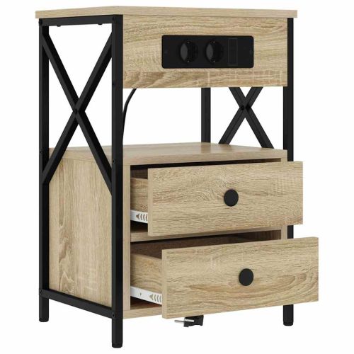 Нощен шкаф 2 pcs Сонома дъб 40 x 31 x 60 см Инженерно дърво