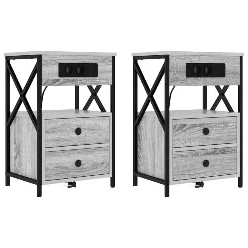 Нощен шкаф 2 pcs Сив Сонома 40 x 31 x 60 см Инженерно дърво