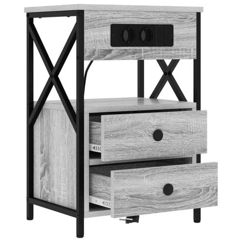 Нощен шкаф 2 pcs Сив Сонома 40 x 31 x 60 см Инженерно дърво
