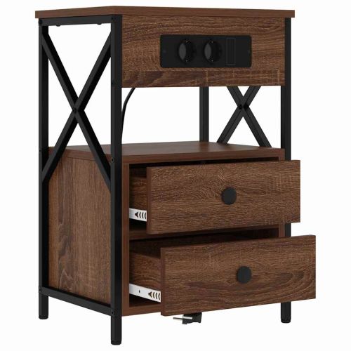 Нощен шкаф 2 pcs Кафяв дъб 40 x 31 x 60 см Инженерно дърво