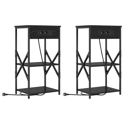 Нощен шкаф 2 pcs Черния дъб 41 x 31 x 76 см Инженерно дърво