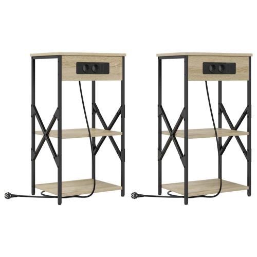 Нощен шкаф 2 pcs Сонома дъб 41 x 31 x 76 см Инженерно дърво