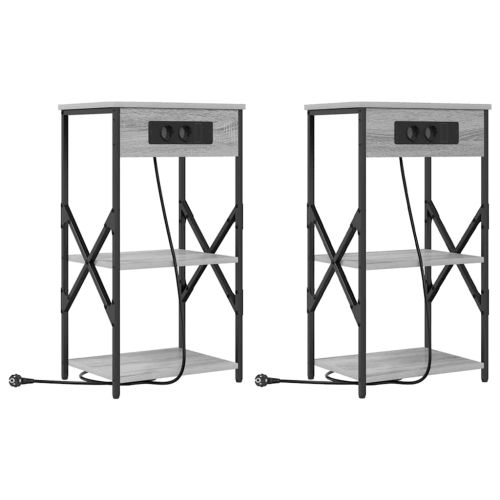 Нощен шкаф 2 pcs Сив Сонома 41 x 31 x 76 см Инженерно дърво