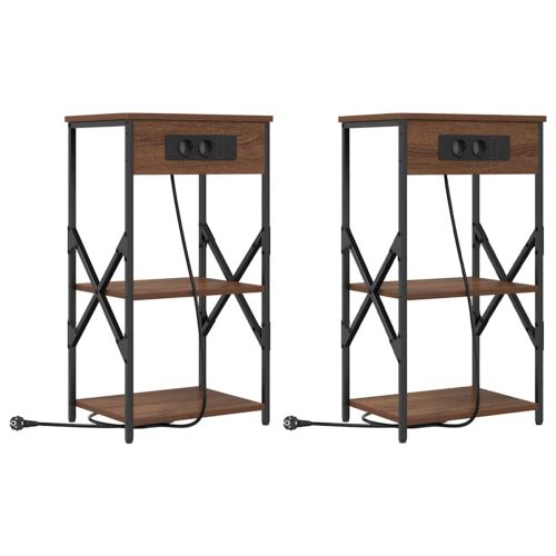 Нощен шкаф 2 pcs Кафяв дъб 41 x 31 x 76 см Инженерно дърво