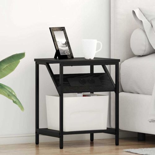 Нощен шкаф 2 pcs Черния дъб 38 x 30 x 48 см Инженерно дърво