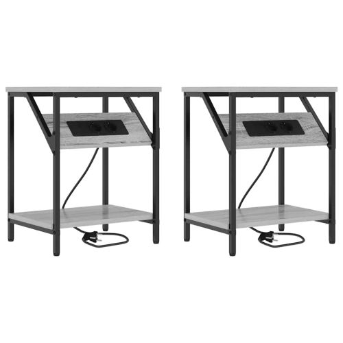 Нощен шкаф 2 pcs Сив Сонома 38 x 30 x 48 см Инженерно дърво