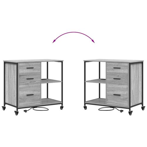 Шкаф с зарядна станция с колело Сив Сонома 76 x 41 x 72 см