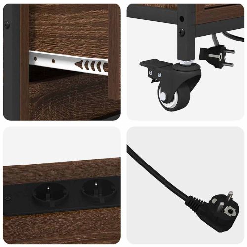 Шкаф с зарядна станция с колело Кафяв дъб 76 x 41 x 72 см