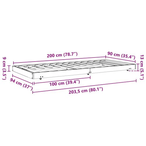 Рамка за легло Кафяво с восъчно покритие 90 x 200 cm