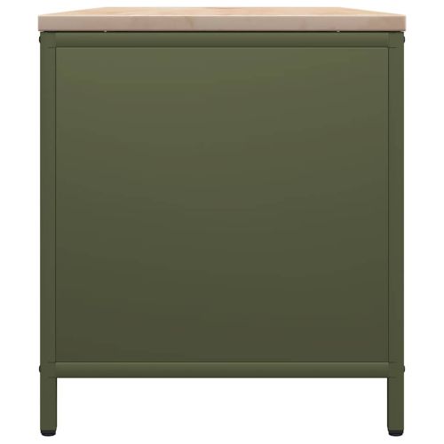 Стойка за дърва за огрев с дървена горна част маслиненозелена