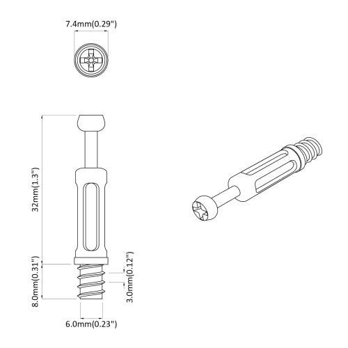 Винт с кам л Lock 12 pcs Сребрист и Черен М6 x 40 мм Метал