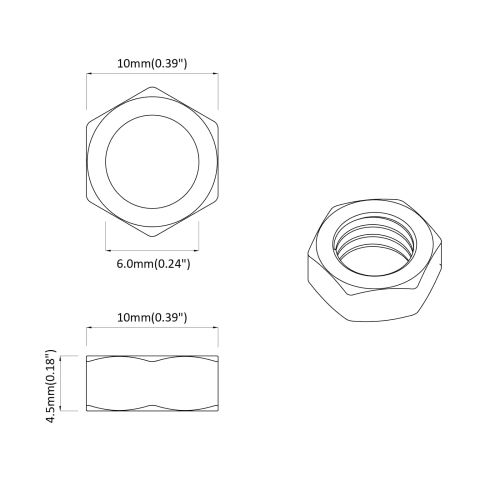 Гайка 2 pcs Сребрист M6 x 10 мм Желязо