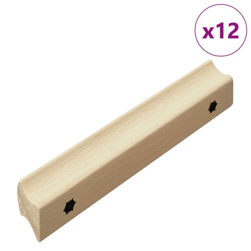 Прав дръжка 12 pcs Естествен цвят дърво 130 x 25 x 30 мм