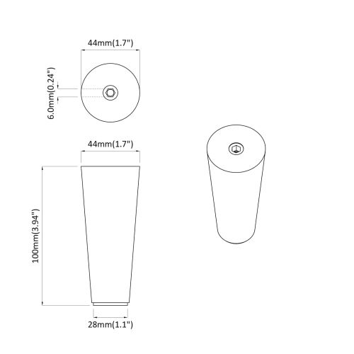 Крака за мебели 2 pcs Кафяво Ø 44 x 100 мм
