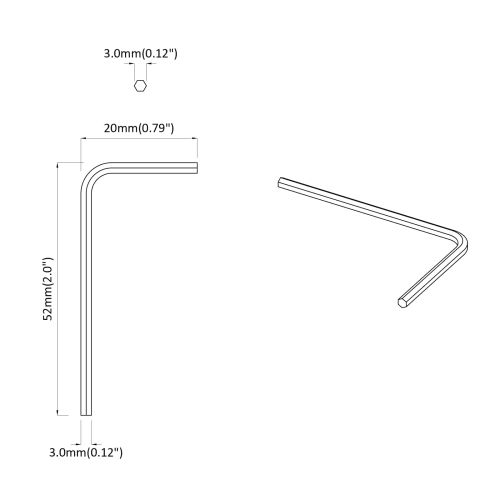 Хекс ключ 2 pcs Сребрист 20 x 52 мм Стомана