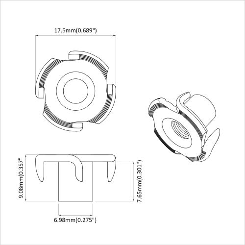 Пигобразна T-образна шайба 2 pcs Сребрист M6 мм Стомана