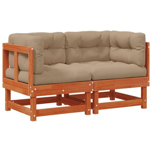 2 Брой Градинен ъглов диван Масивна боровина Восъчен Кафяв