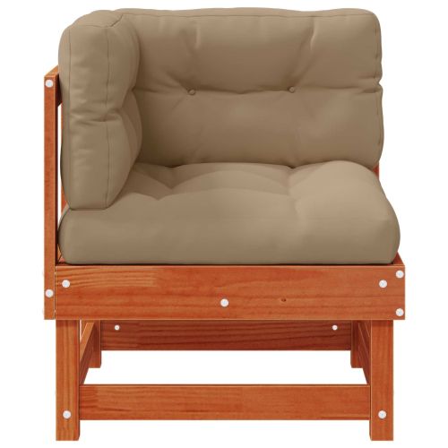 2 Брой Градинен ъглов диван Масивна боровина Восъчен Кафяв