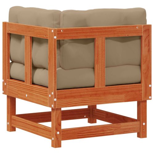 2 Брой Градинен ъглов диван Масивна боровина Восъчен Кафяв